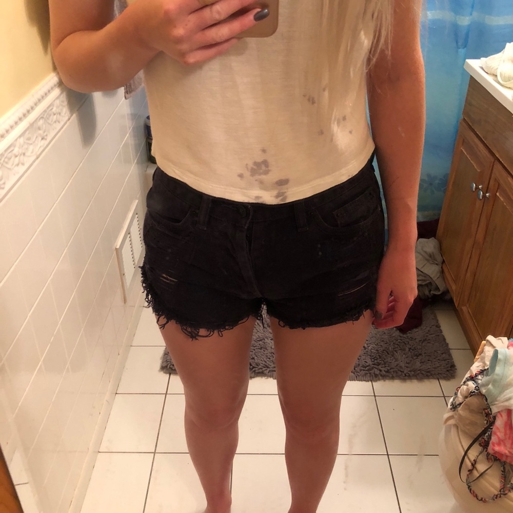 Black high waisted jean shorts